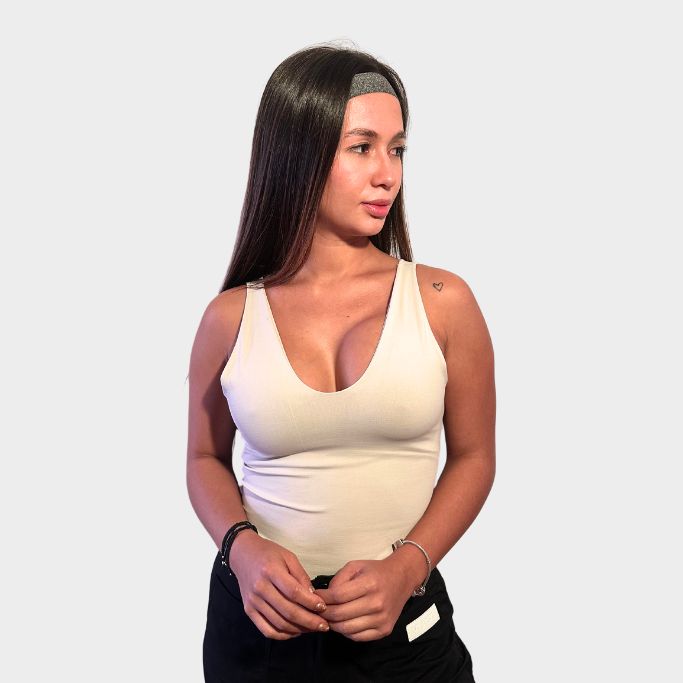 Body en Lycra escote en V Habano