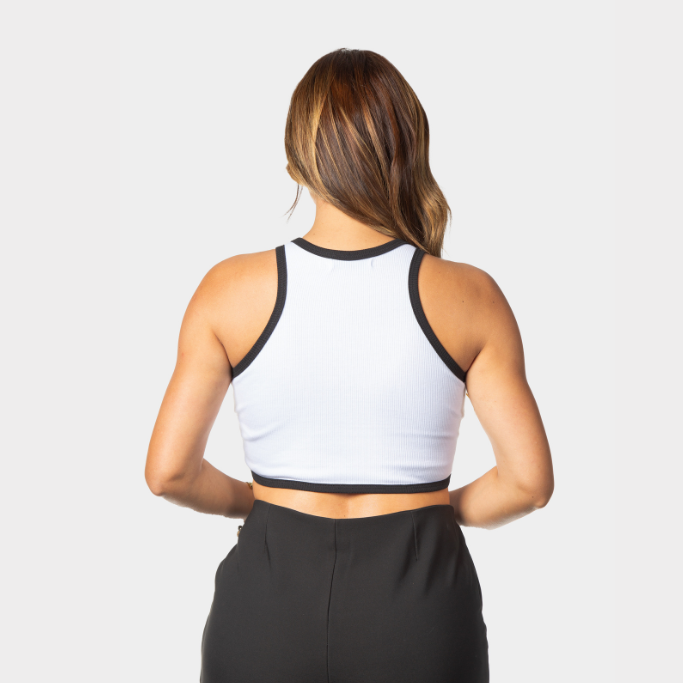 Tank Top Corto Blanco borde Negro