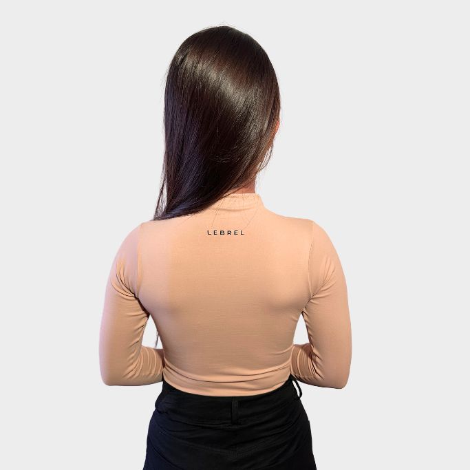 Body en Lycra cuello alto Caramelo