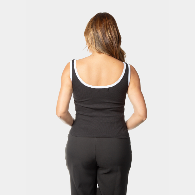 Crop Top Duo color Largo Negro borde blanco