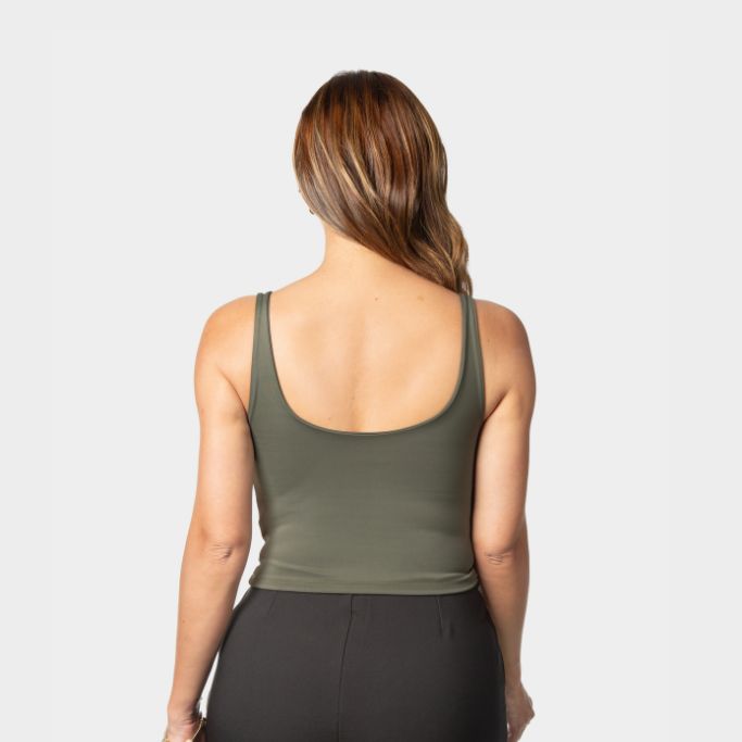 Crop top Escote redondo Verde Militar Lebrel
