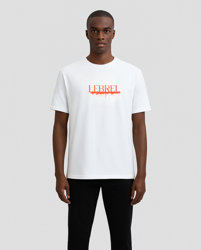Camiseta Hombre Clásica Blanca – Orange Paint