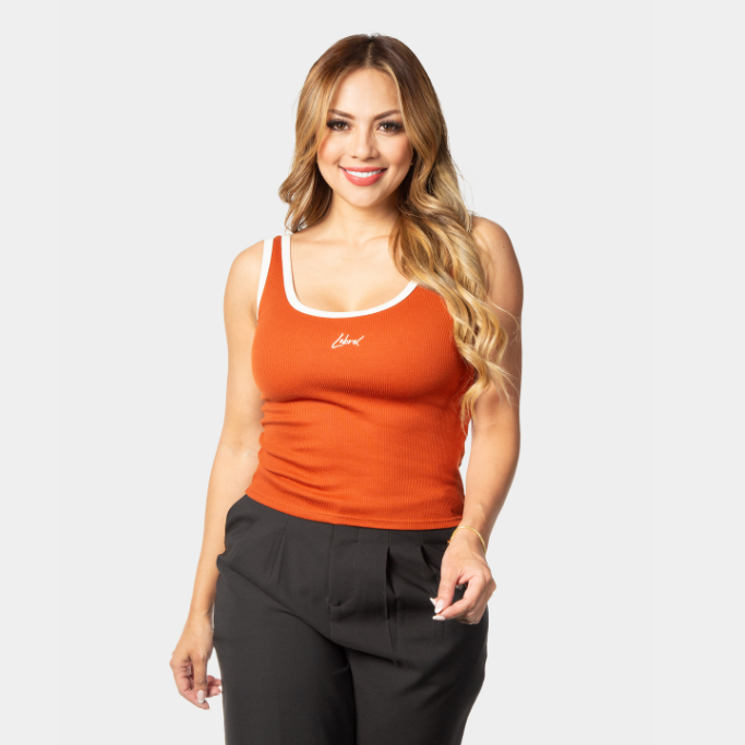 Crop Top Duo color Largo Terracota borde Nude