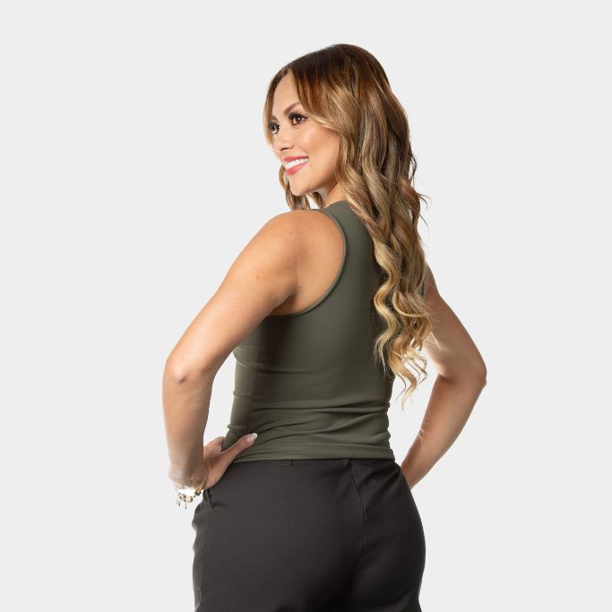 Tank Top Largo de Lycra Verde Militar Lebrel