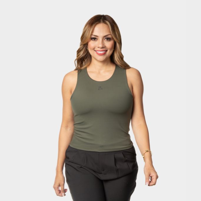 Tank Top Largo de Lycra Verde Militar Lebrel