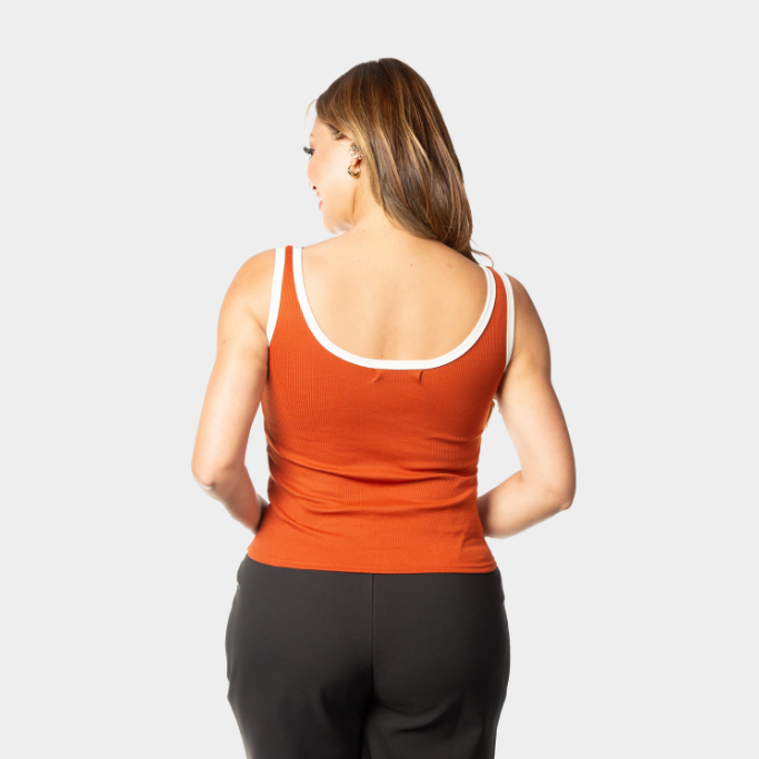 Crop Top Duo color Largo Terracota borde Nude