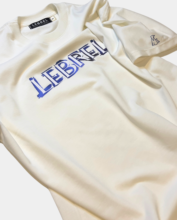 Camiseta Hombre Clásica Blanco hueso – Lebrel Azul Paint