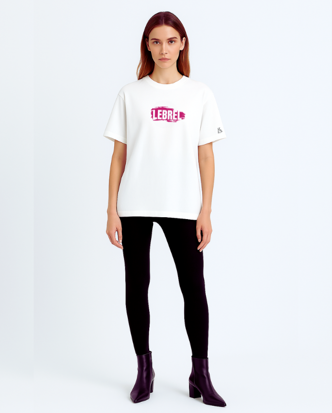 Camiseta Unisex Oversize Blanca – Magenta Paint