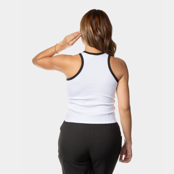 Tank Top Basico Largo Blanco borde negro