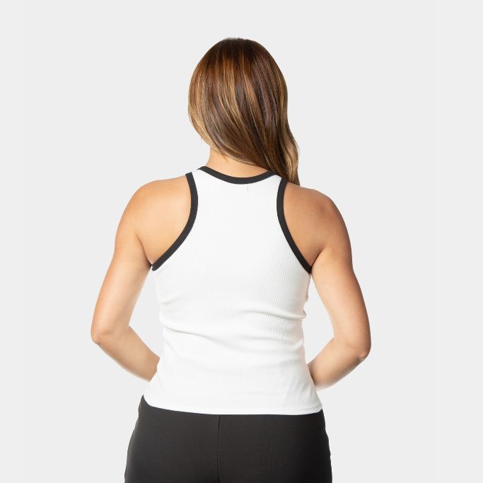 Tank Top Basico Largo Marfil borde negro