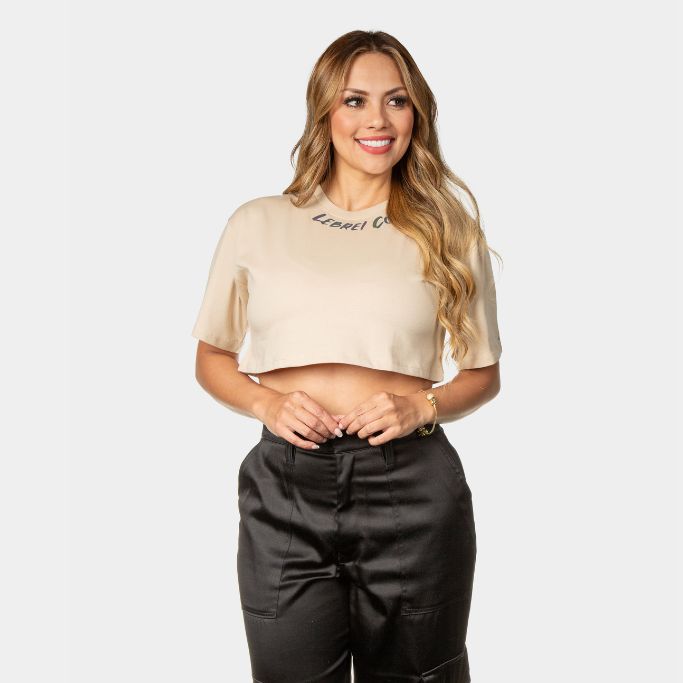 Croptop Oversize Beige – LEBREL COUTURE reflectivo