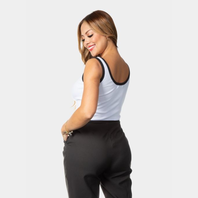 Crop Top Duo color Blanco borde negro Lebrel