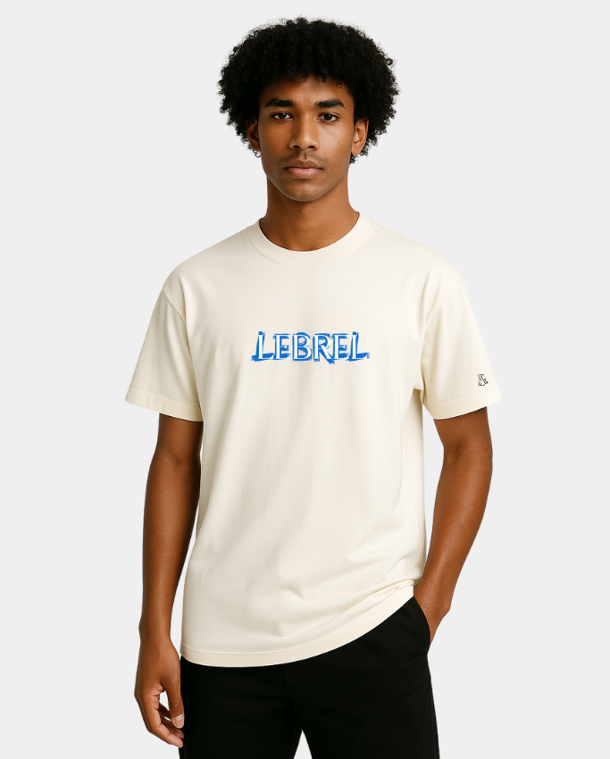 Camiseta Hombre Clásica Blanco hueso – Lebrel Azul Paint