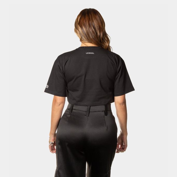 Croptop Oversize negro – Logo Completo LEBREL