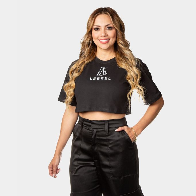 Croptop Oversize negro – Logo Completo LEBREL