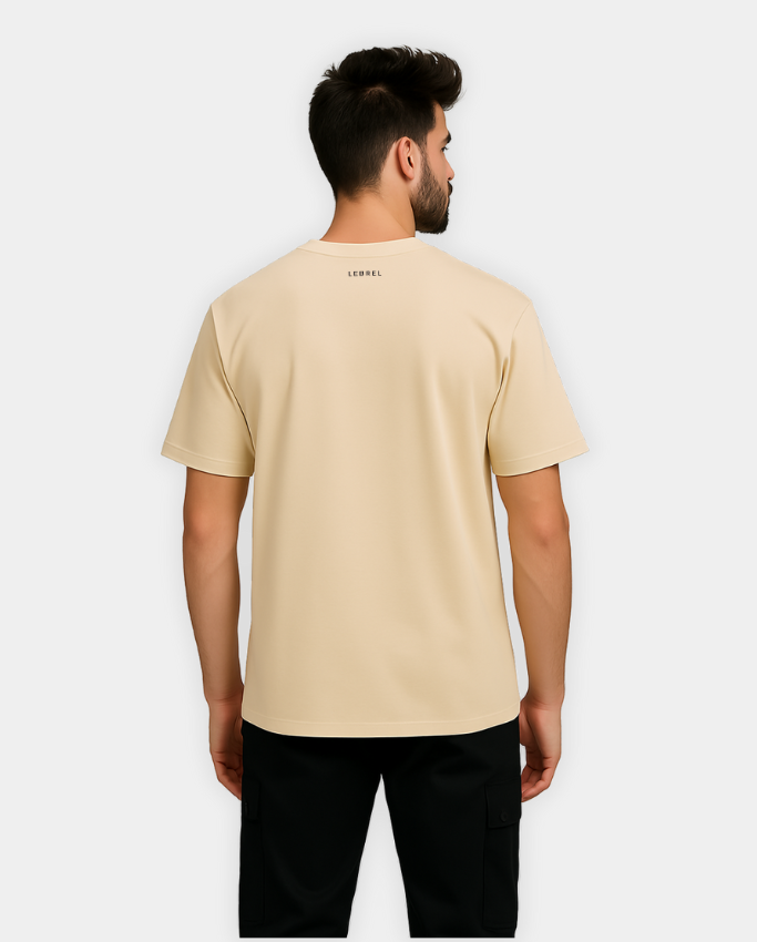 Camiseta hombre oversize beige lebrel con x alto relieve Lebrel