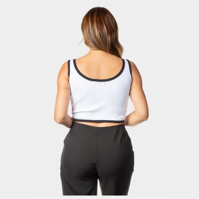 Crop Top Duo color Blanco borde negro Lebrel