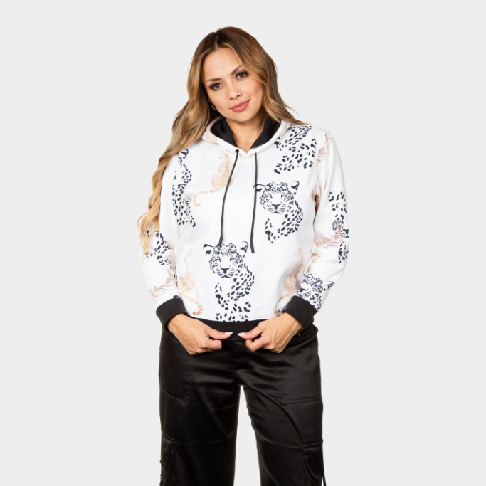Hoodie de Leopardo Beige