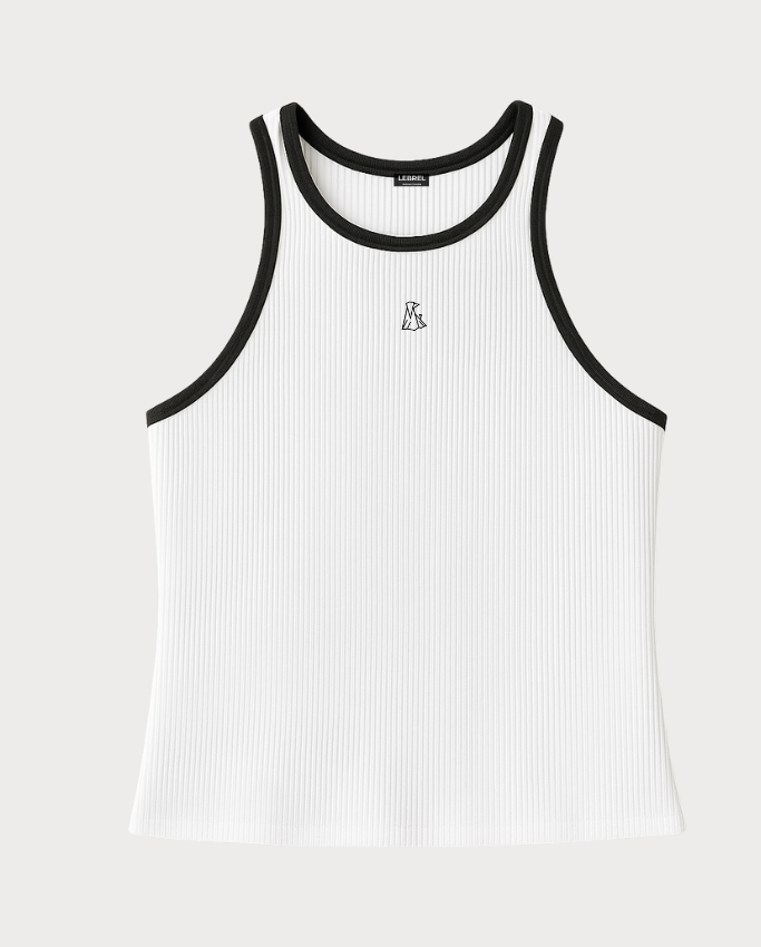 Tank Top Basico Largo Marfil borde negro