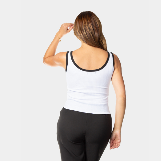 Crop Top Duo color Largo Blanco borde negro Lebrel