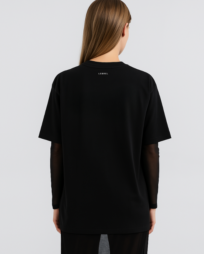 Camiseta Oversize Negra – Monograma Golden