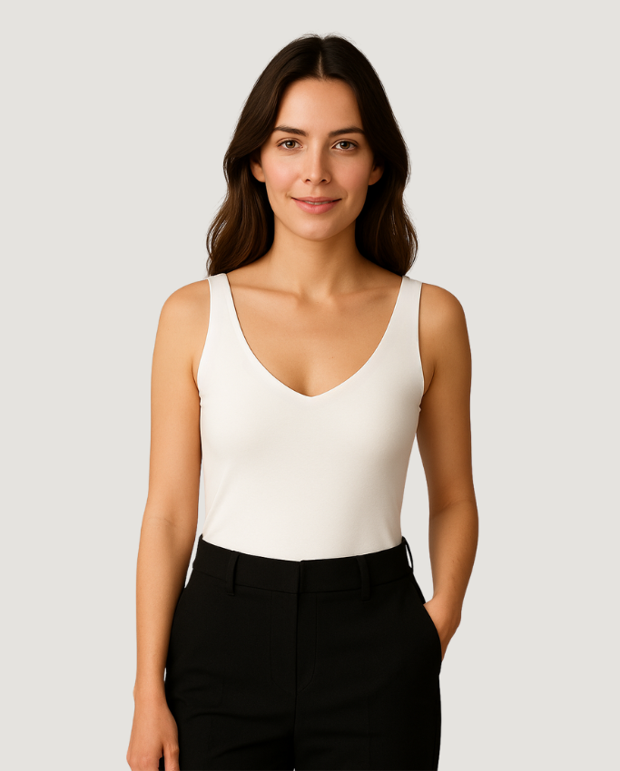 Body en Lycra escote en V Blanco