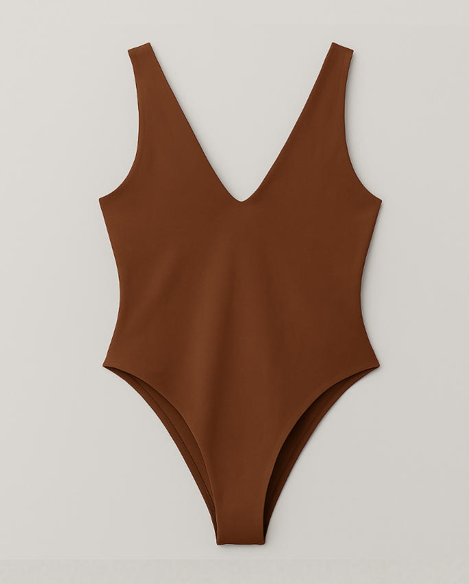 Body en Lycra escote en V Mocha
