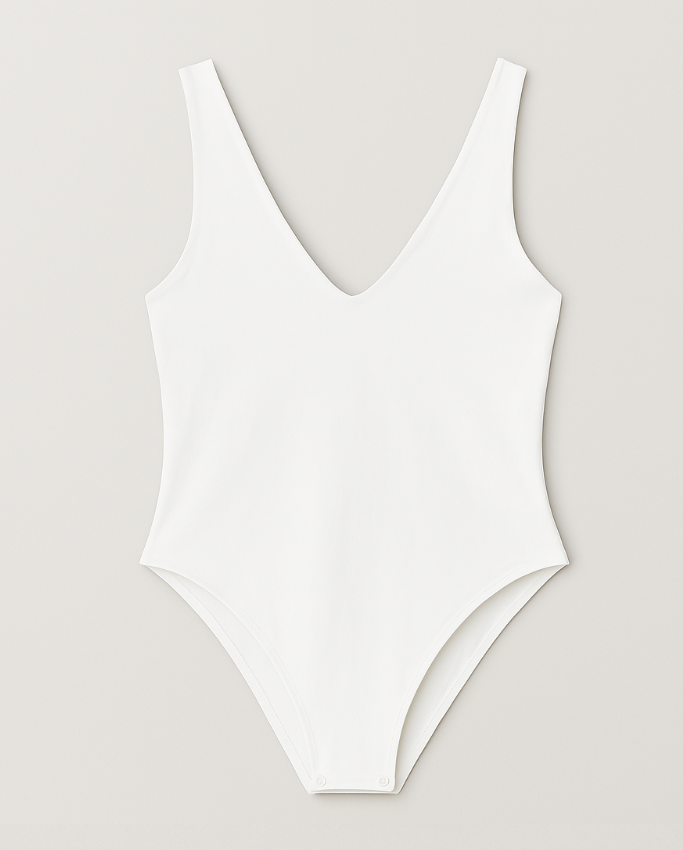 Body en Lycra escote en V Blanco