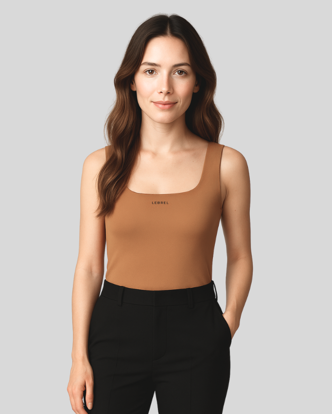 Body Lycra Escote cuadrado Caramelo