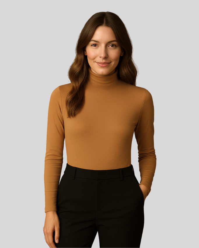 Body en Lycra cuello alto Caramelo