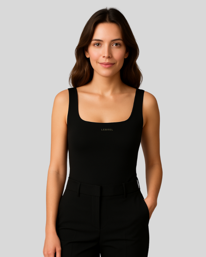Body Lycra Escote cuadrado Negro