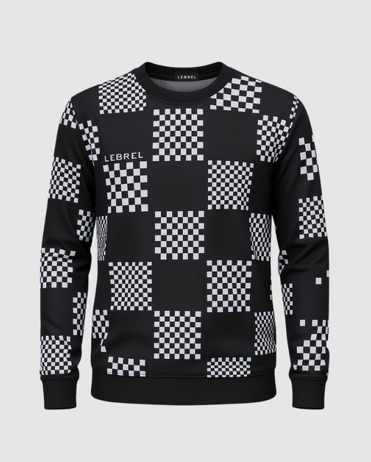 Sweater de cuadros blanco y negro