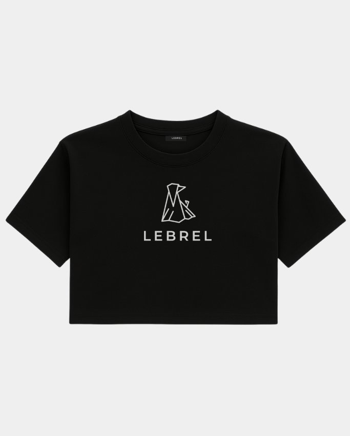 Croptop Oversize negro – Logo Completo LEBREL