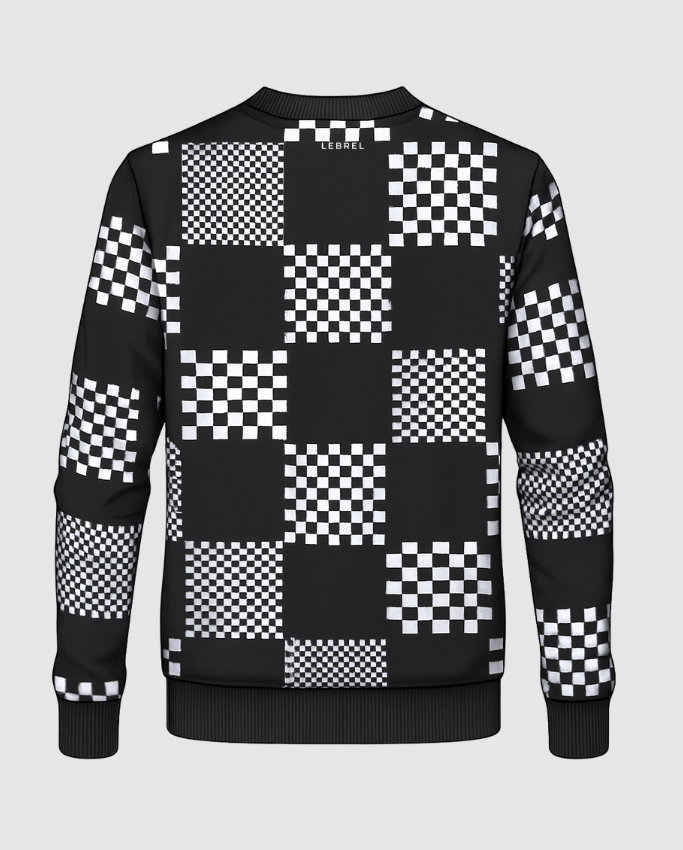 Sweater de cuadros blanco y negro