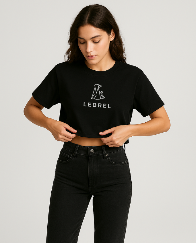 Croptop Oversize negro – Logo Completo LEBREL