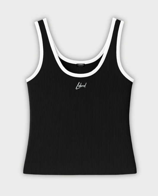 Crop Top Duo color Largo Negro borde blanco