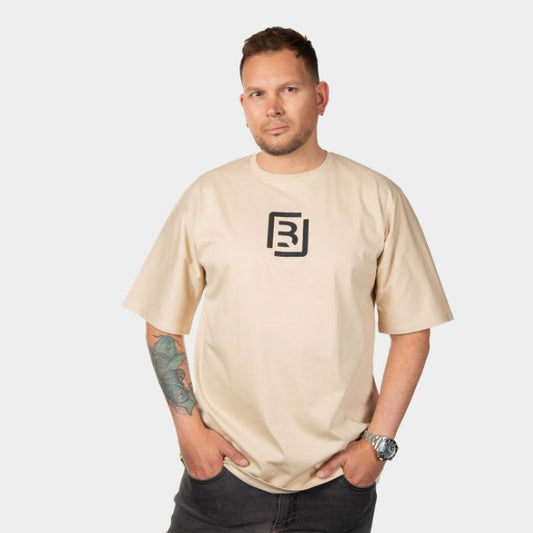 Camiseta hombre Oversize Beige – Monograma en alto relieve