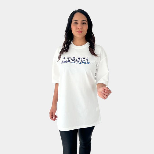 Camiseta Unisex Oversize Blanco hueso – Lebrel Azul Paint