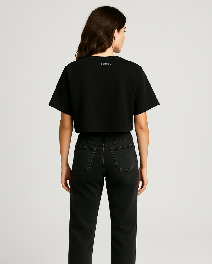 Croptop Oversize negro – Logo Completo LEBREL