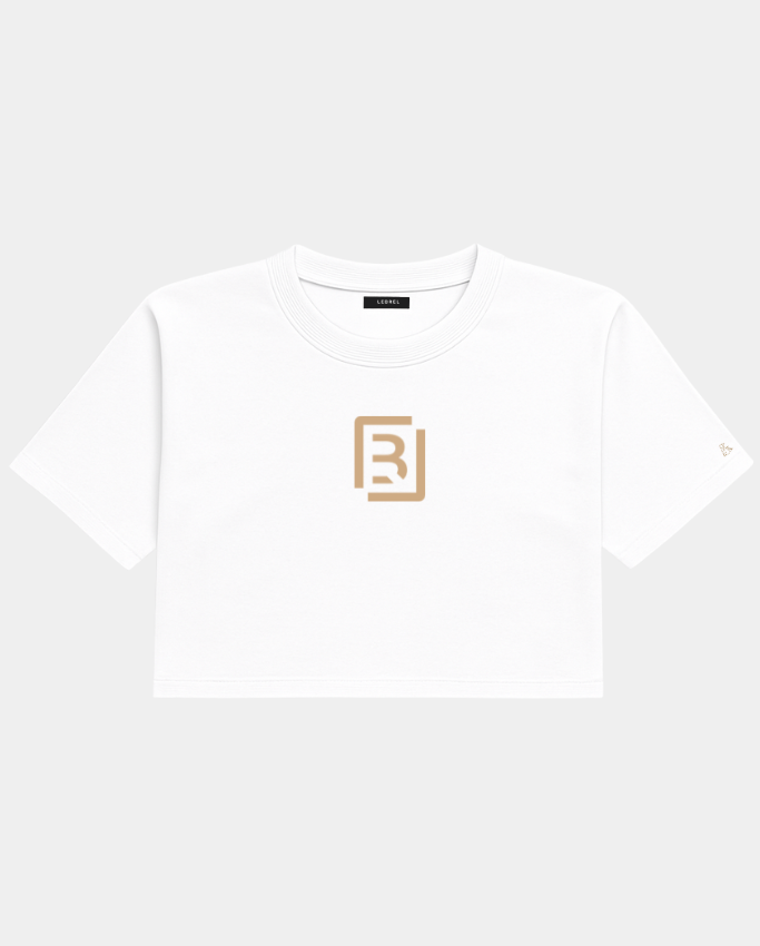 Croptop Oversize Blanco – Monograma Beige