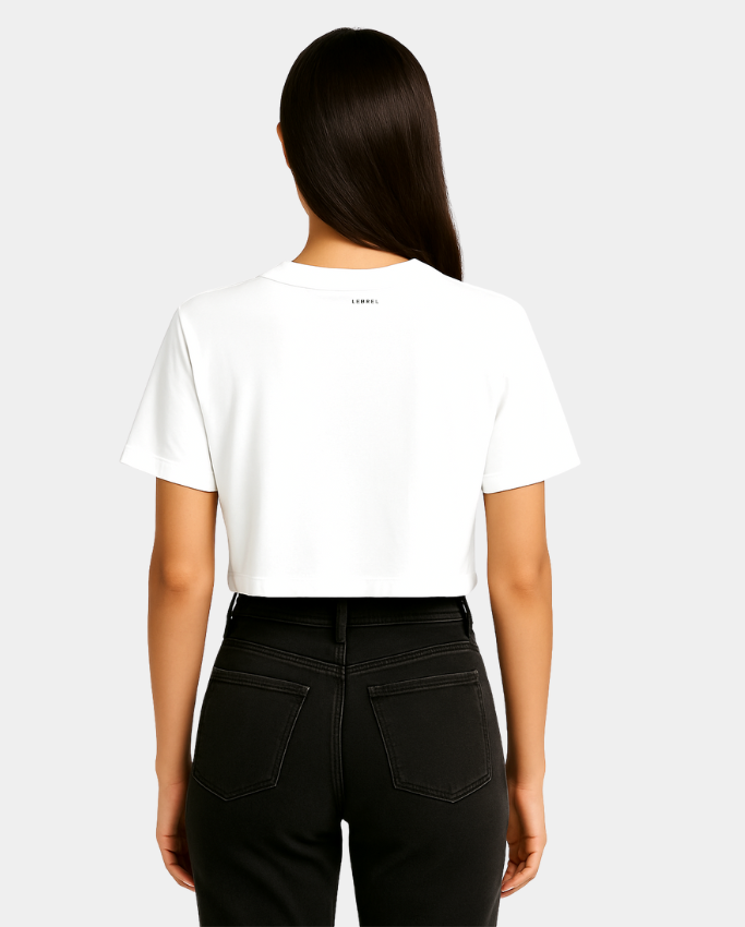Croptop Oversize Blanco – Monograma Beige