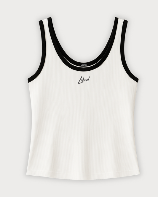 Crop Top Duo color Largo – Marfil con borde negro