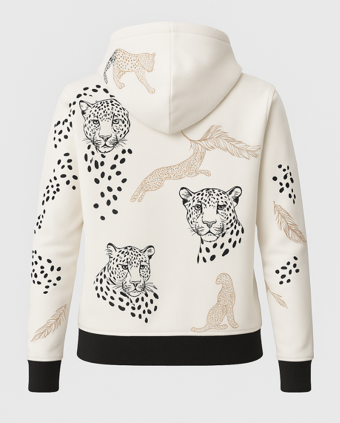 Hoodie de Leopardo Beige