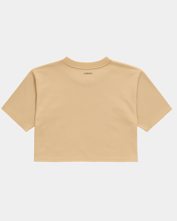 Croptop Oversize Beige – Monograma Negro