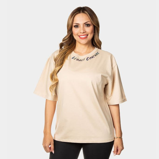 Camiseta Oversize Beige – Lebrel Couture Reflectivo