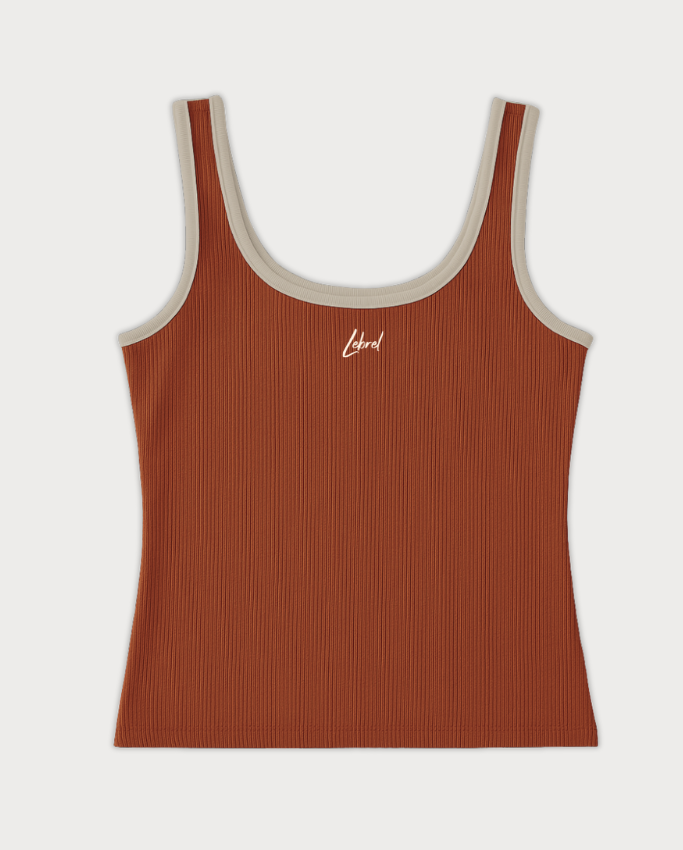 Crop Top Duo color Largo Terracota borde Nude