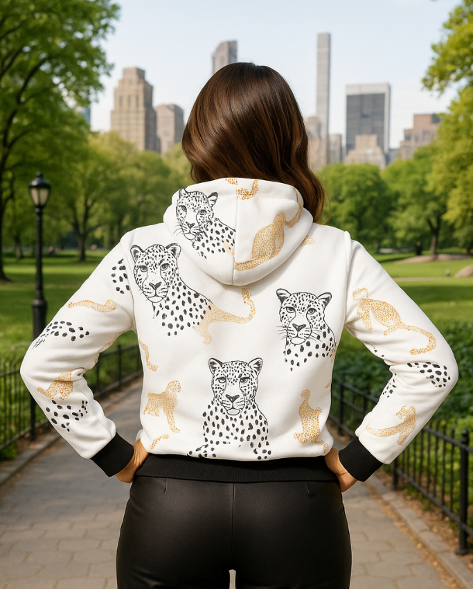 Hoodie de Leopardo Beige