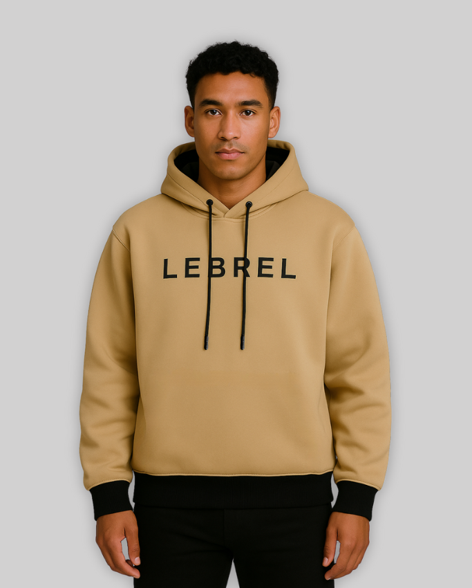 Hoodie Oversize Hombre Beige Monograma Lebrel