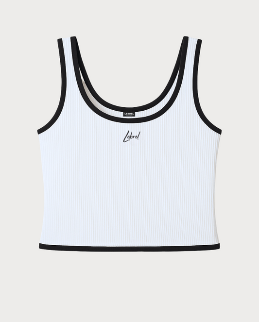 Crop Top Duo color Blanco borde negro Lebrel