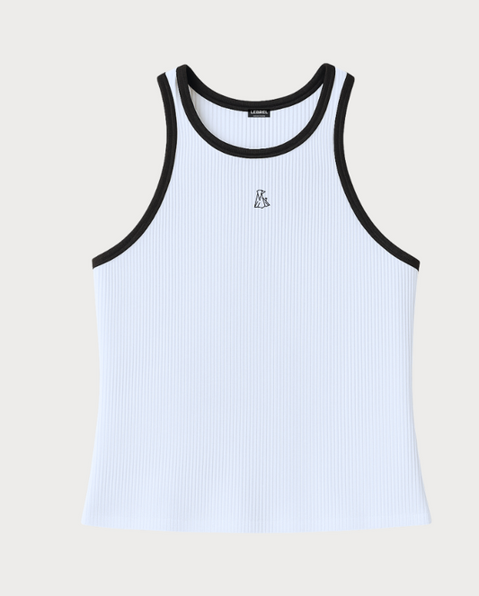 Tank Top Basico Largo Blanco borde negro